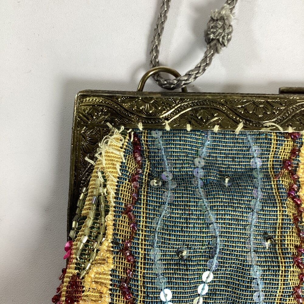 Christiana Vintage Beaded Bag Tapestry Purse Floral Victorian - Picture 2 of 11